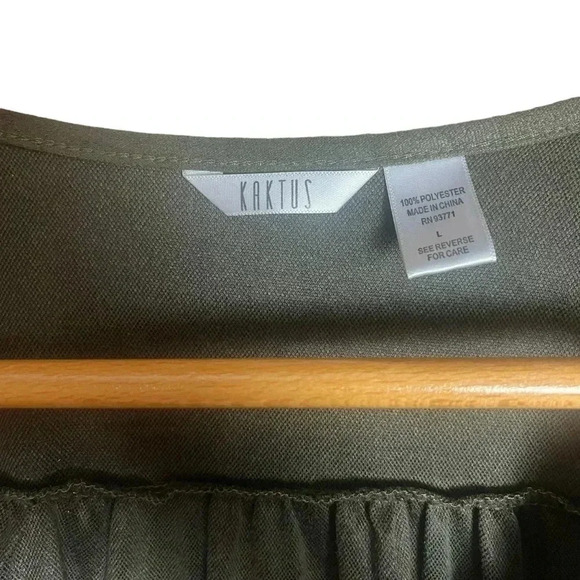 Kaktus Women's Olive Green Microsuede Maxi Dress Hi Low Hem Side Slits Large EUC - Picture 3 of 4